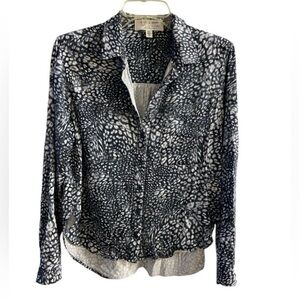 Anthropologie Black and White Button Down Shirt Medium